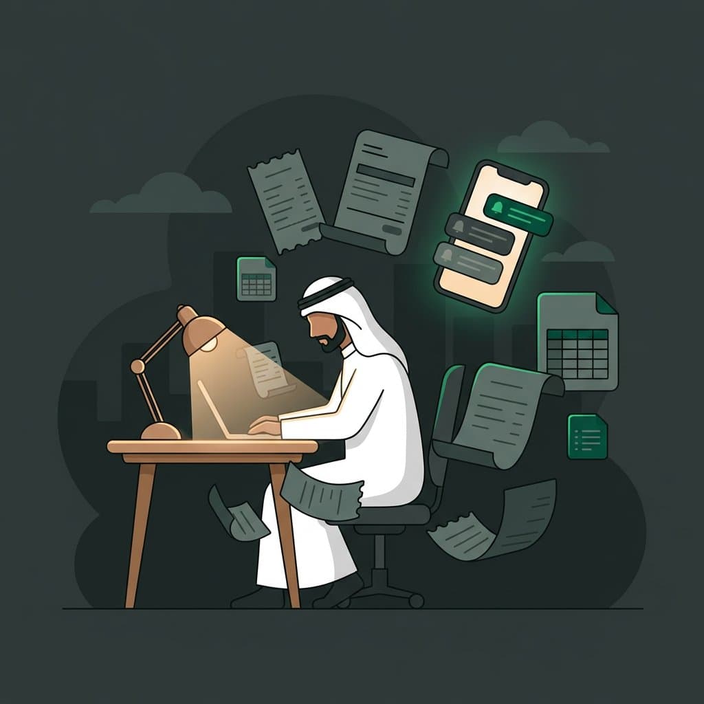صاحب عمل يسهر على تسجيل الفواتير والمتابعة يدوياً
